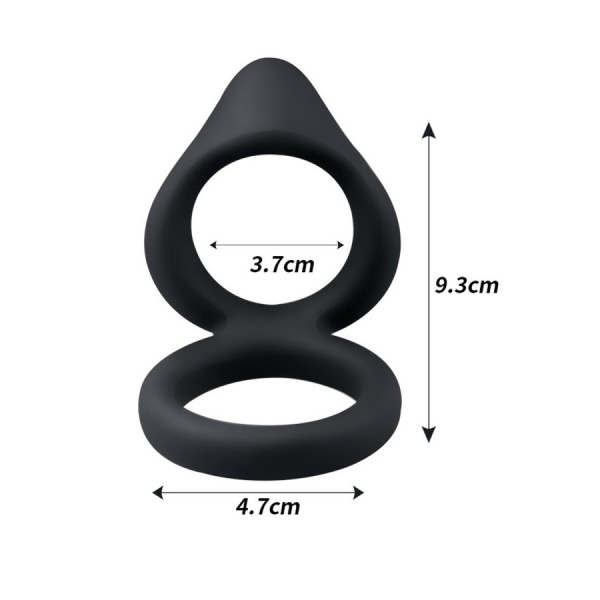 Double cockring noir en silicone 